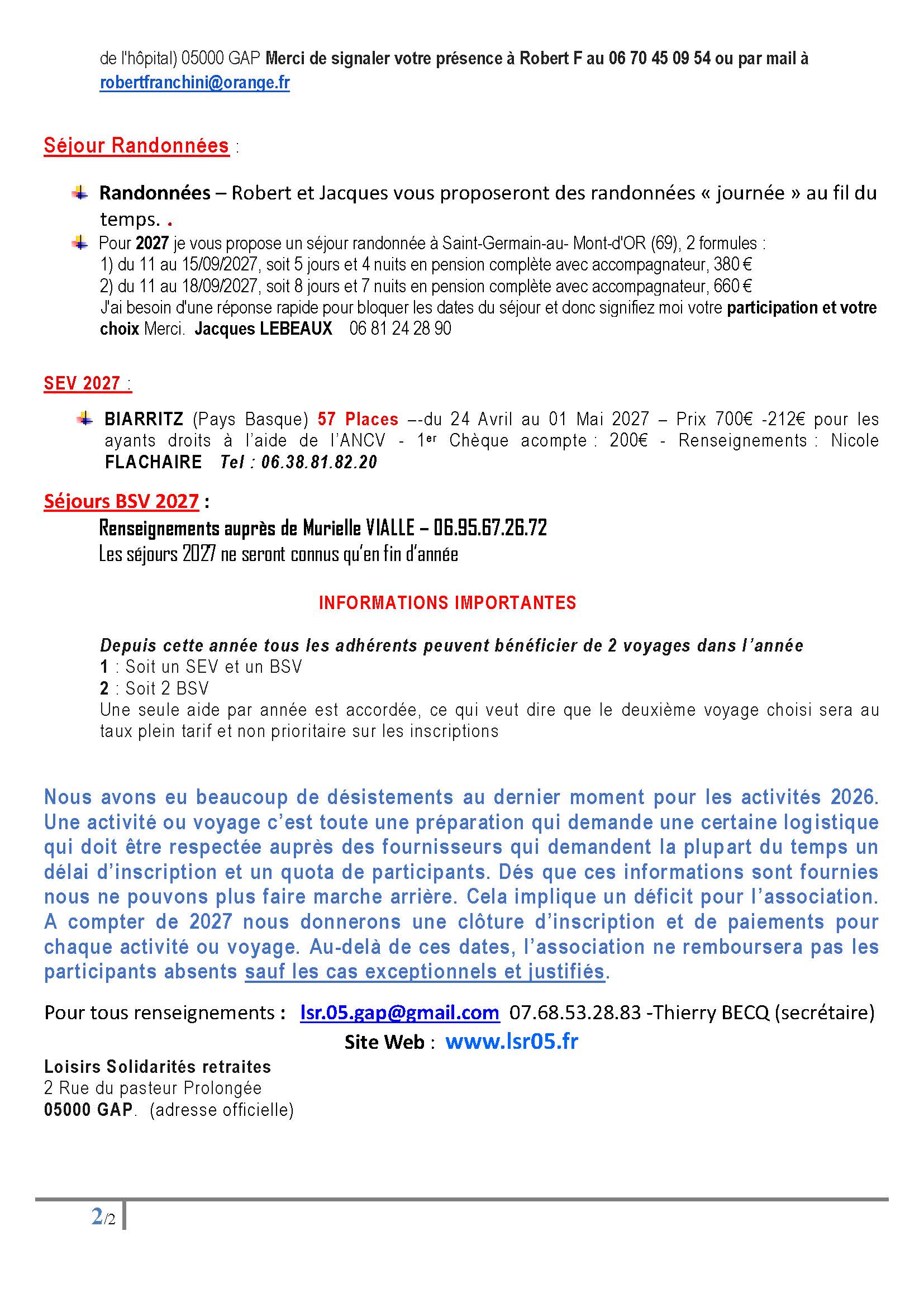 Lettre adhérent Septembre 2026 Page 21