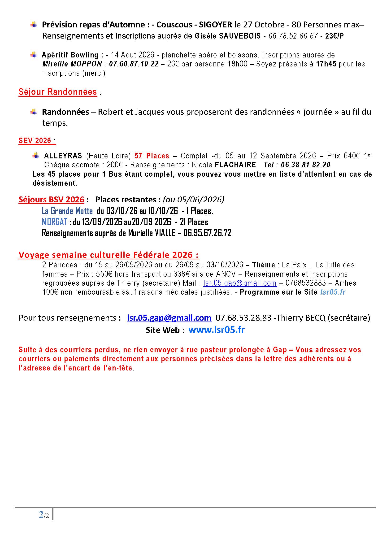Lettre adhérent juin 2026 Page 2