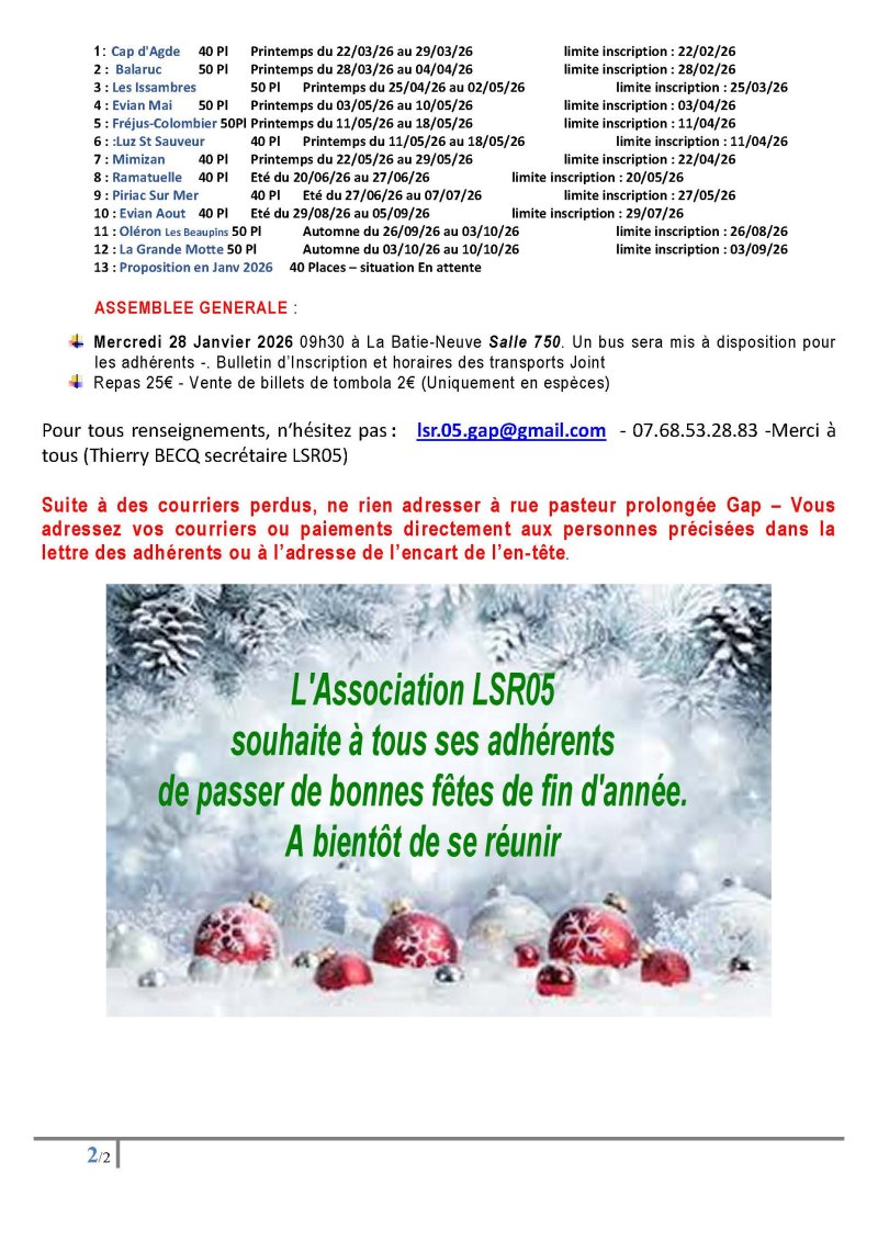 Lettre des Adherents Décembre 2025 Page 2 2
